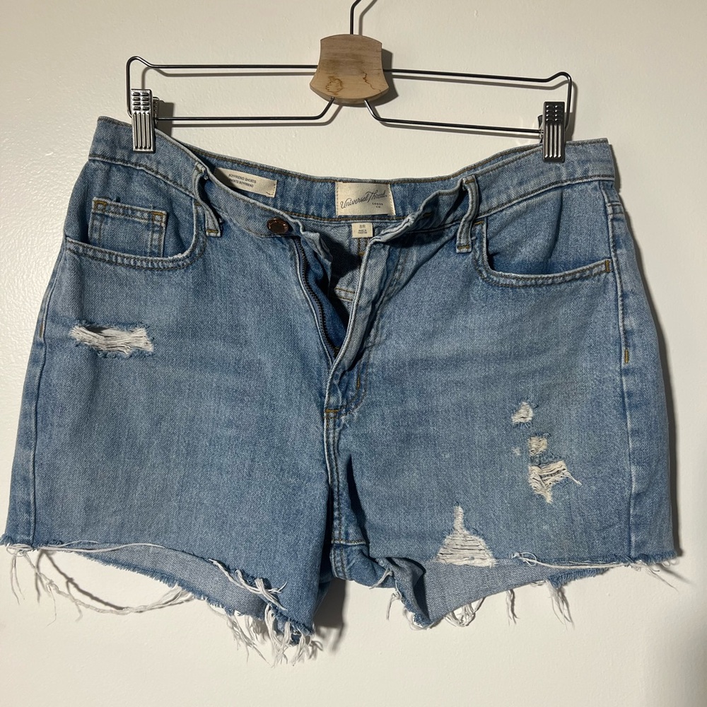 High Waist Frayed Denim Shorts